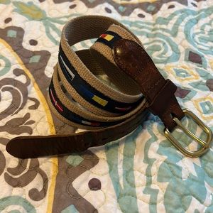 Leather and Embroidery Nautical Flag Belt 39”
